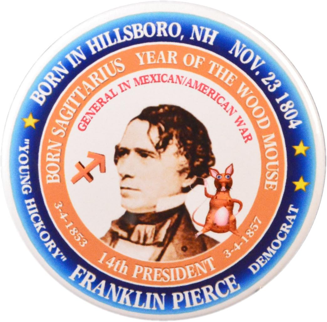 Franklin Pierce 14th President Pin, Astrology Sagittarius Zodiac Wood Mouse