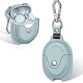 Fintie Protective Case for Pixel Buds A-Series (2021) / Pixel Buds 2 (2020), Premium PU Leather Slim Fit Metal Snap Closure Portable Cover Skin with Keychain, Ice Blue