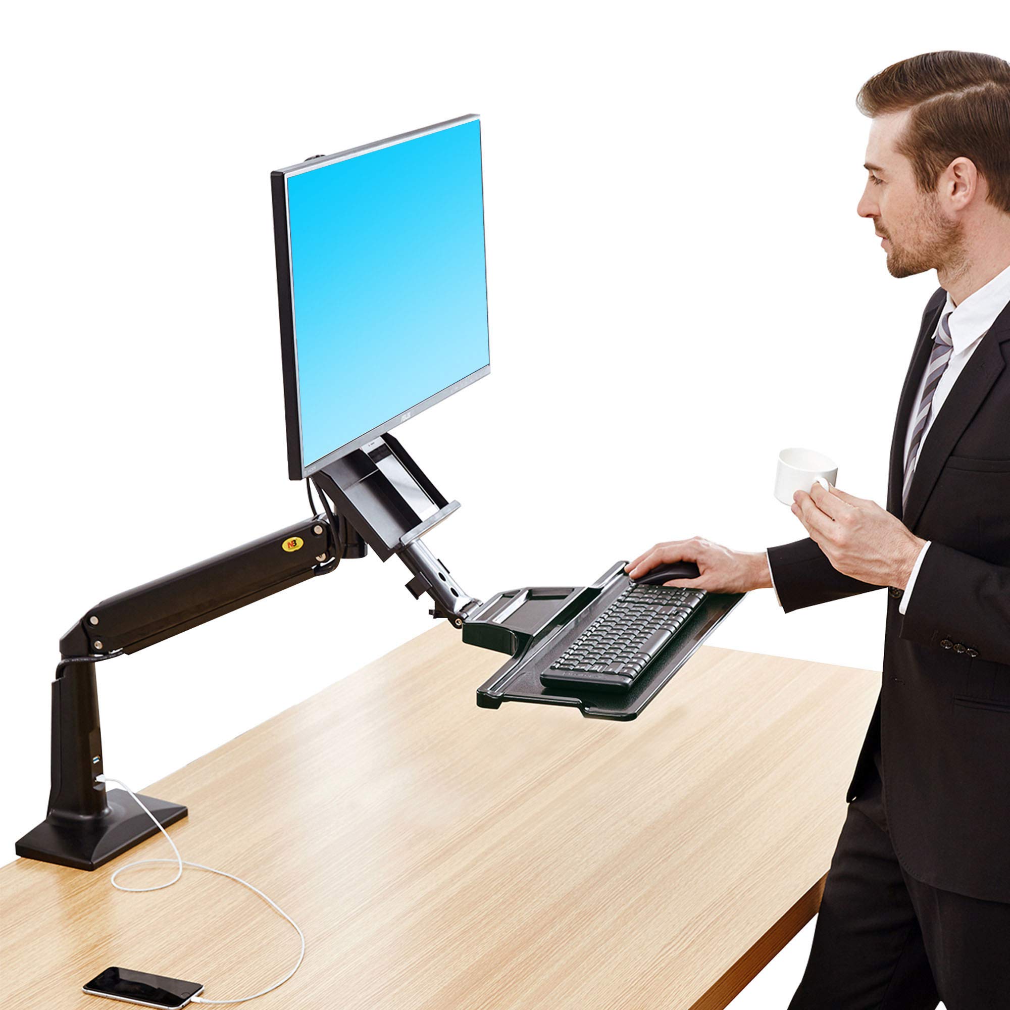 Rife North Bayou HeightAdjustable SitStand Desk Workstation for 22/35