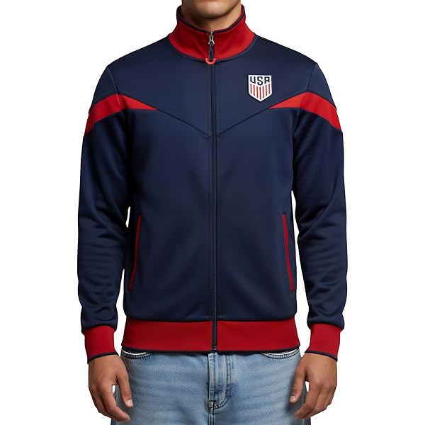 Men's USA Track Jacket, U.S Full Zip Sweater Jacket With Zipper