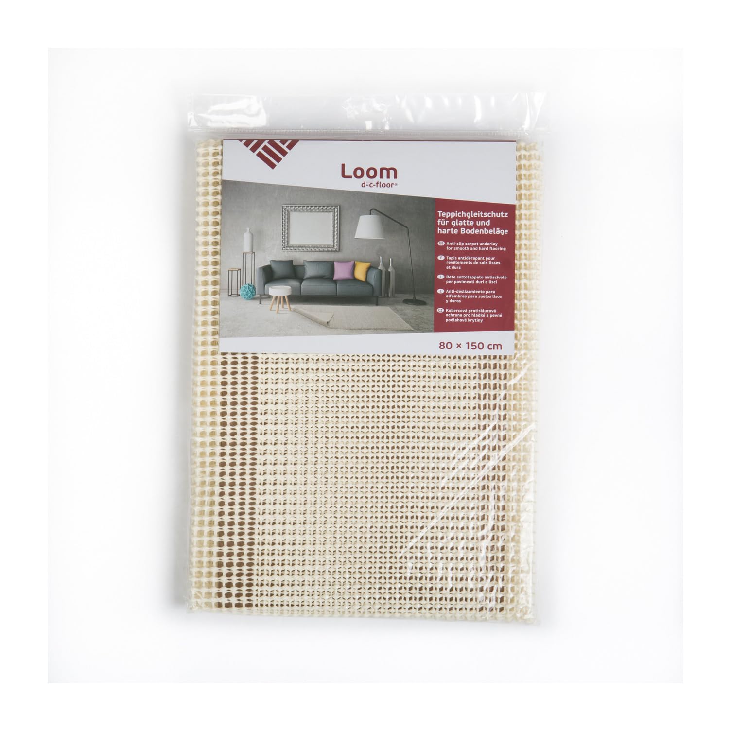 d-c-fix anti-slip rug underlay Loom - for smooth & hard floors 60 cm x 1,2 m x 2,4 mm - non-slip mat matting roll stopper pad for carpet floor