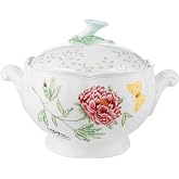 Lenox Butterfly Meadow Round Covered Casserole, 2 piece, white body - | dishwasher safe, microwave safe | floral design | for baking or serving, gift for women, bakeware gift