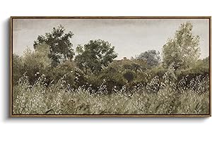InSimSea Extra Large Framed Vintage Wall Art, Living Room Country Farmhouse Decor, Grassland Landscape Paintings, Canvas Prints, Retro Scenery Long Picture for Bedroom Above of Bed,20x40inch