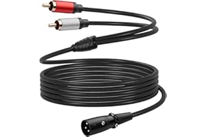 CERRXIAN XLR Male to Dual RCA Male Y Splitter Audio Cable, 6.5 FT Balanced 1 XLR Male to Unbalanced 2 RCA Male Y Adapter Cord