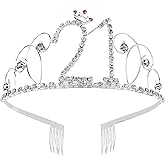 AUEAR, Crystal Princess Tiara Rhinestone Silver Crown Diamante for 21st Birthday Gift Decoration