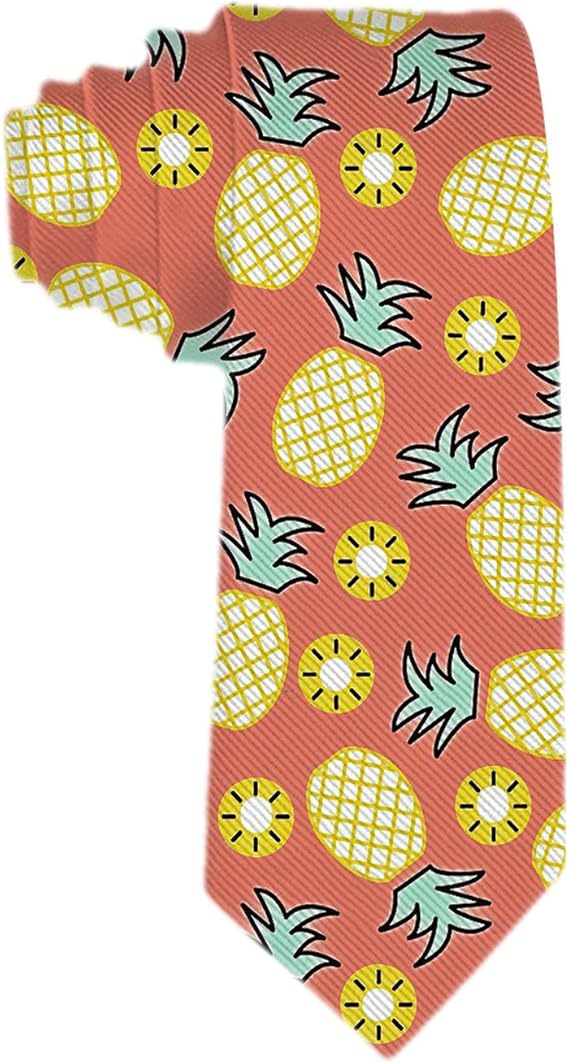 Men's Classic Business Tie Necktie Cartoon Pineapple Slices And