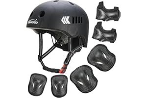 KAMUGO Kids Bike Helmet Set, Toddler Helmet for Ages 2-8 Boys Girls with Sports Protective Gear Set Knee Elbow Wrist Pads for Skateboard Cycling Scooter Rollerblading