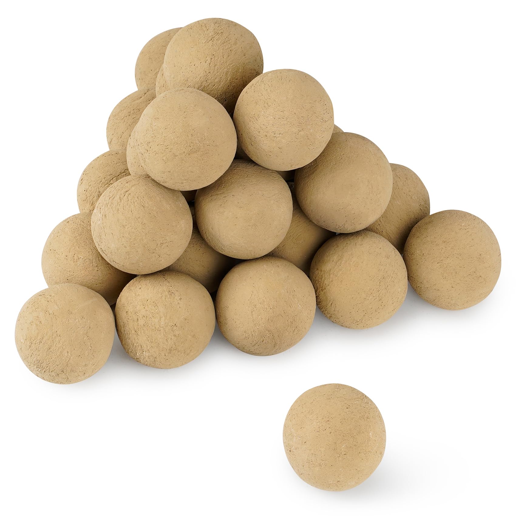 Photo 1 of Stanbroil 2 inch Ceramic Fire Balls, Set of 25 Round Fireballs, Modern Accessory for Indoor or Outdoor Fire Pits Fire Bowl and Fireplace, Beige