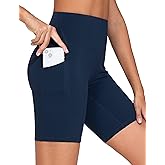 THE GYM PEOPLE Women's High Waist Workout Shorts Stretchy Tummy Control Yoga Biker Running Shorts with Pockets