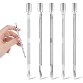 6 Pcs Dual-Sided Cuticle Pusher Set, Stainless Steel Cuticle Pusher Tool, Cuticles Trimmer, Nail Scraper, Professional Cuticles Remover Tool for Manicure Pedicure Nail Care Tools