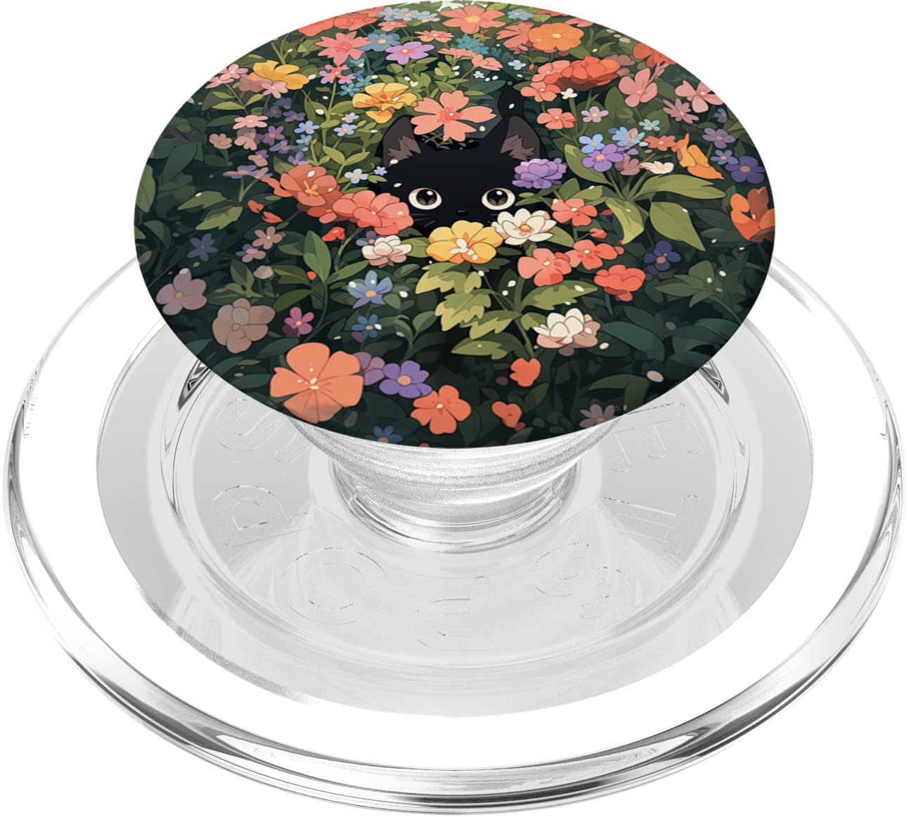 Anime Kawaii Cute Cat Hiding In Colorful Spring Flower Cat PopSockets PopGrip for MagSafe