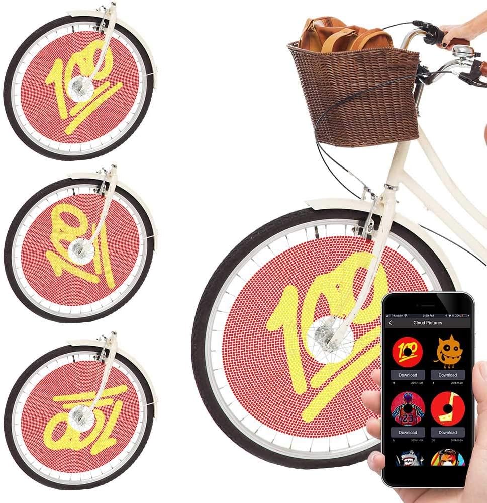 Swagtron SWAGLIGHT Bike Spoke Lights w/Mobile App & Theft Alarm - Bicycle Spoke Safety Light, Ultra-Vivid LED Bulbs, 16 Million Colors; Display Custom Images & GIFS Using Your iPhone