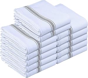 Utopia Towels 12 Pack Dish Towels - Resuable Kitchen Towels -15 x 25 Inches Ultra Soft Cotton Dish Cloths - Super Absorbent Cleaning Cloths, Grey