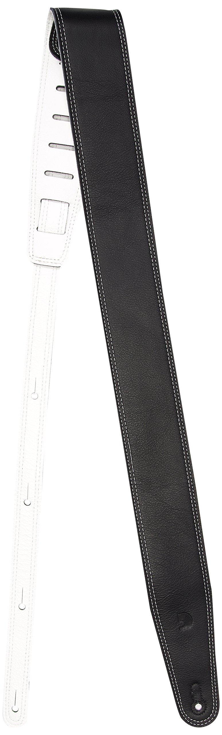D'Addario Reversible Leather Guitar Strap - Guitar Accessories - Electric Guitar Strap, Acoustic Guitar Strap, Acoustic Electric Guitar Strap & Bass Guitar Strap - Black/White