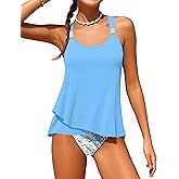 Shallmu Girls Swimsuits Two Piece Bathing Suits Ruffle with Metal Decoration Girls Tankini 9-18 Years
