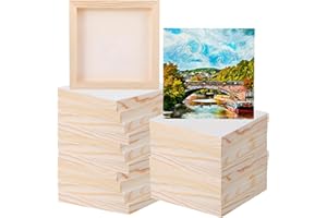 AOJSUP 16 Pack Wood Canvas Boards for Painting, 6x6 Inch Cradled Wooden Canvas Panels for Artists - Unfinished Wood Panels for Crafts, DIY Projects with Acrylics & Oils (0.8" Thick)