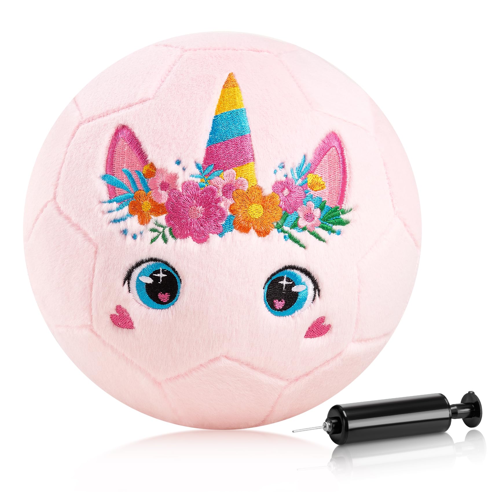 U&C Planet Soft Plush Size 3 Football for Kids 1-6 Years – Unicorn Design with Hand Pump, Quiet Toddler Football Toy, Fluffy Plush, for Boys & Girls