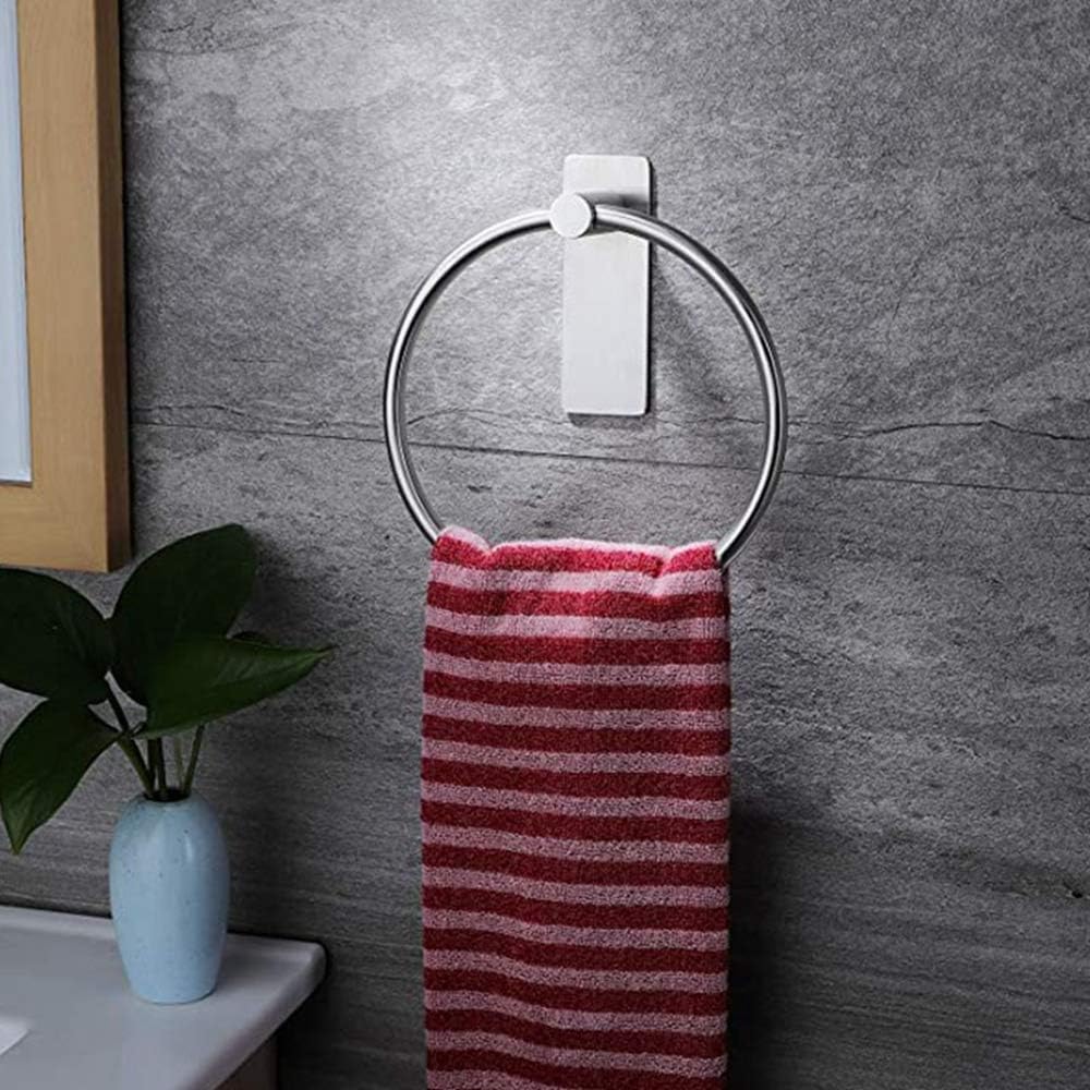 BIBILAB Self Adhesive Towel Holder, Stainless Steel Towel Ring Drill Free Hand Towel Bar for Bathroom (1): Kitchen & Dining