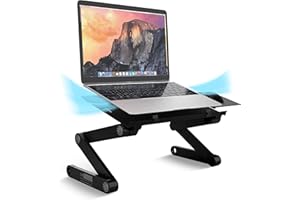 UNCAGED ERGONOMICS WorkEZ Adjustable Laptop Stand for Desk, Portable Laptop Stand Adjustable Height, Foldable Cooling Computer Holder Riser for Desk, Black