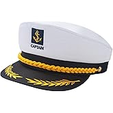 ERDOGLY Captain Hat, Sailor Skipper Hats for Men Women, Adjustable Yacht Boat Captains Hat Nautical Cap, Navy Marines Costume Accessory for Halloween Cosplay
