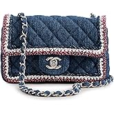 CHANEL What Goes Around Comes Around Women's Pre-Loved Blue Denim Rectangular Flap Mini Shoulder Bag