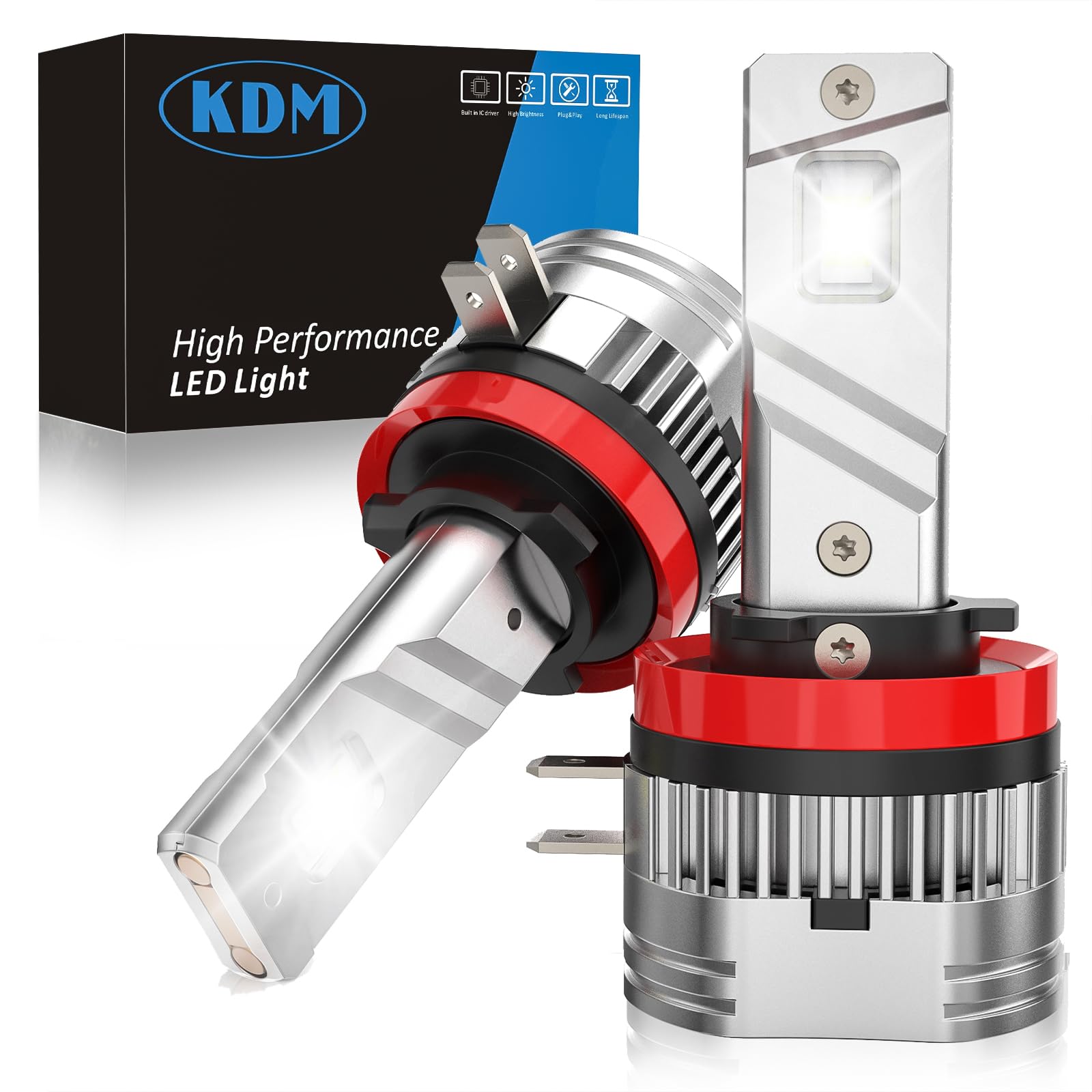 thumbnail image 2 of KDM H11B Fog Light Bulb, 80W 10000 Lm High/Low Beam Replacement Bulb 2 of 10