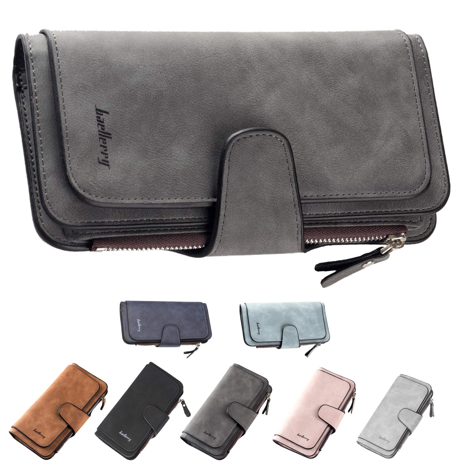 ZhengYue Ladies Purse Women's Wallet RFID Blocking-Soft Leather Purses for Women with Multiple Card Slots,Coin Pocket & Roomy Compartment Dark Grey