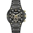 Bulova Men's Classic 6-Hand Chronograph Diamond Quartz Black Ion Plated Stainless Steel Watch, 24 Hour Time, 43mm, Style:98D190