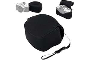JJC Neoprene Compact Case Pouch for Sony A6700 ZV-E1 + E 16-50 & E 16mm F2.8/Canon R100 R50 + RF-S 18-45 & RF 50mm F1.8 /Nikon Zfc + DX 16-50/Z50 + DX 16-50 and HN-40 Lens Hood/Fuji X-S20 + XC 15-45mm
