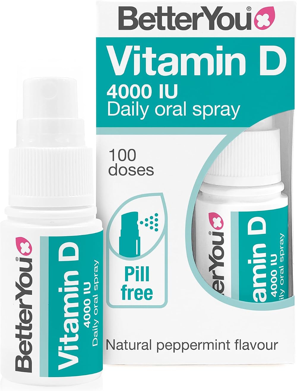 BetterYou Vitamin D3 4000 IU Oral Spray 3-Month Supply Peppermint UK Made