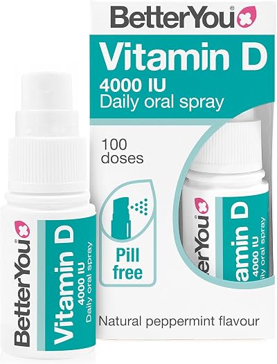BetterYou Vitamin D3 4000 IU Oral Spray 3-Month Supply Peppermint UK Made