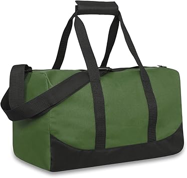 green canvas duffle bag