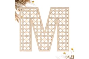 SHE LOVE Wooden Rattan Letters 8 inch Wood Letters M for Wall Decor Crafts Boho Nursery Decor for Baby Shower Wedding Bedroom Name Signs Large Rustic Letter Home Decoration