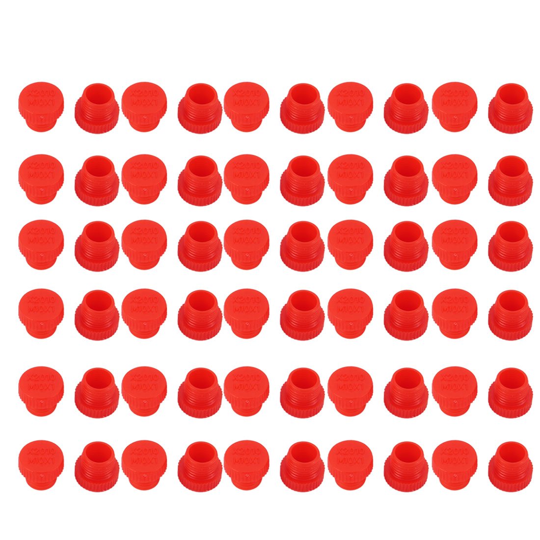 Photo 1 of uxcell 60pcs M10 X 1.0mm PE External Threaded Tube Insert Cap Screw-in Cover Red
