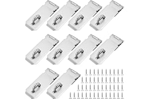 SEHOI 10 PCS Padlock Hasp Latch, Stainless Steel Padlock Hasp, Heavy Duty Security Hasp with Mounting Screws, Door Locks Hasp Latch for Doors and Cabinets