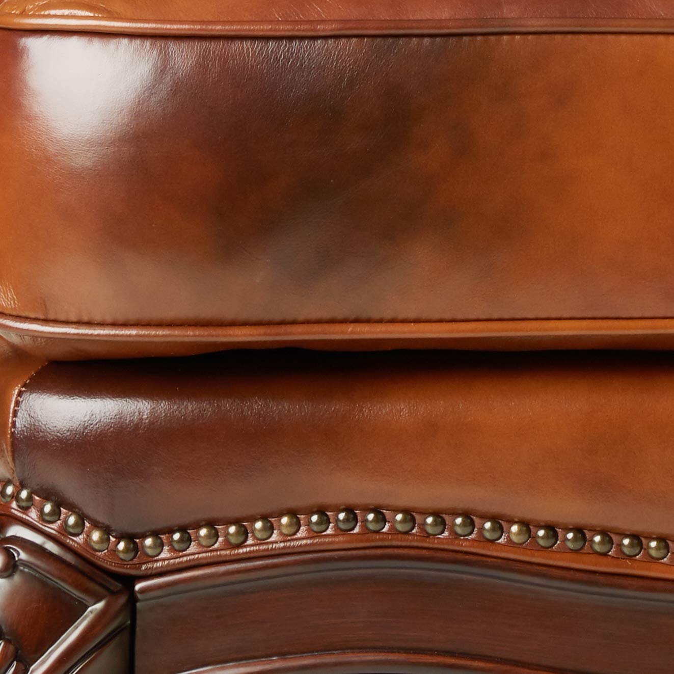 Victoria Rolled Arm Leather Chair Warm Brown