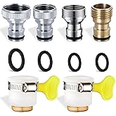 6 pcs Faucet Tap Quick Connector Kit, VEINARDYL 4 Washing Machine Quick Connector and 2 Universal Faucet Adapter, Thread Sink Faucet Adapter Connecting Garden Hose for Dishwasher Car Wash
