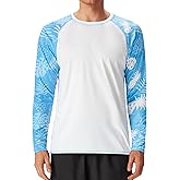 FISHEAL UPF 50+ Mens Swim Shirts, Long Sleeve Sun Protection Shirt, Quick Dry UV SPF Rash Guard for Beach Water Fishing