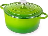 nuovva Enamelled Cast Iron Dutch Oven 5 Quart Green 24cm Lid