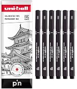 uni-ball PIN Fineliners 0.05mm Pack of 6 Black Fine Tip Ink