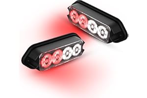 AMEXMART 2-Pack Strobe Lights Grille Lamp Surface Mount Flashing LED Emmergency Warning Lights Compatible for Trucks Vehicles Police Motorcycle Drone Aircraft Bike, Red White