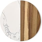 HIC Kitchen Charcuterie Cheese Board, Cultured Marble and Wood, Round, 9.85 x 9.85 x 0.5-Inches