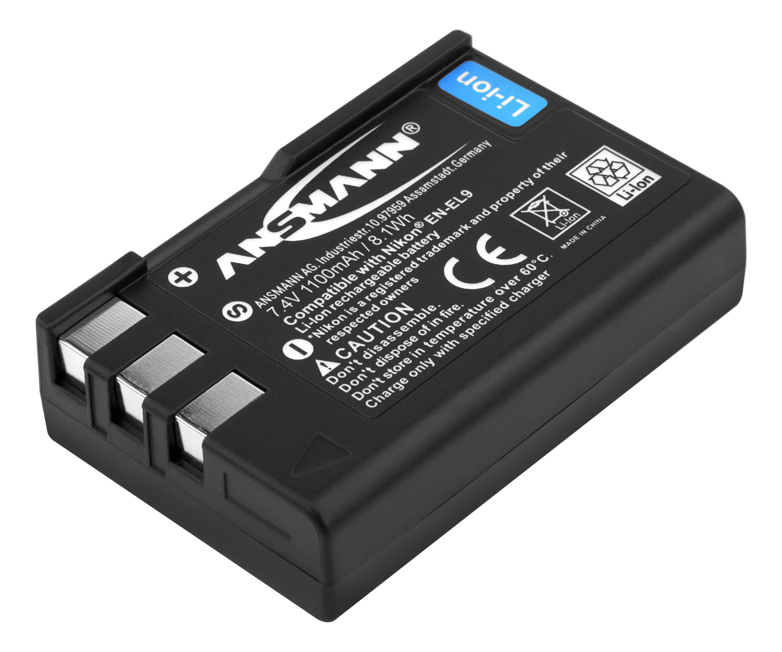 ANSMANN Li-Ion 7.4V Camera Battery Replacement For EN-EL9 [Pack of 1] Compatible with Nikon Cameras Including Nikon D3000, D40, D40x, D5000 & D60-5 Year Warranty