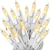 Holiday Pride White Christmas Tree Lights - 100 Count Clear White Lights String on White Wire - 24 Ft - Indoor/Outdoor Use - UL Listed - Static &amp; Flashing Modes - Connectable