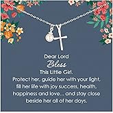 Sterling Silver Cross Necklace for Girls - First Communion, Baptism, Confirmation Gifts for Teenage Girl, Little Girls Jewelry with Pearl, Easter Gifts for Godchild