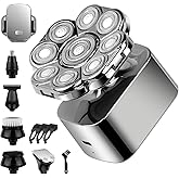 Floating Head Shavers for Bald Men - IPX7 Waterproof Electric Razor for Men with Type-C Quick Charge & LED Display - 6-in-1 Multifunctional Grooming Kit for Wet/Dry Shaving