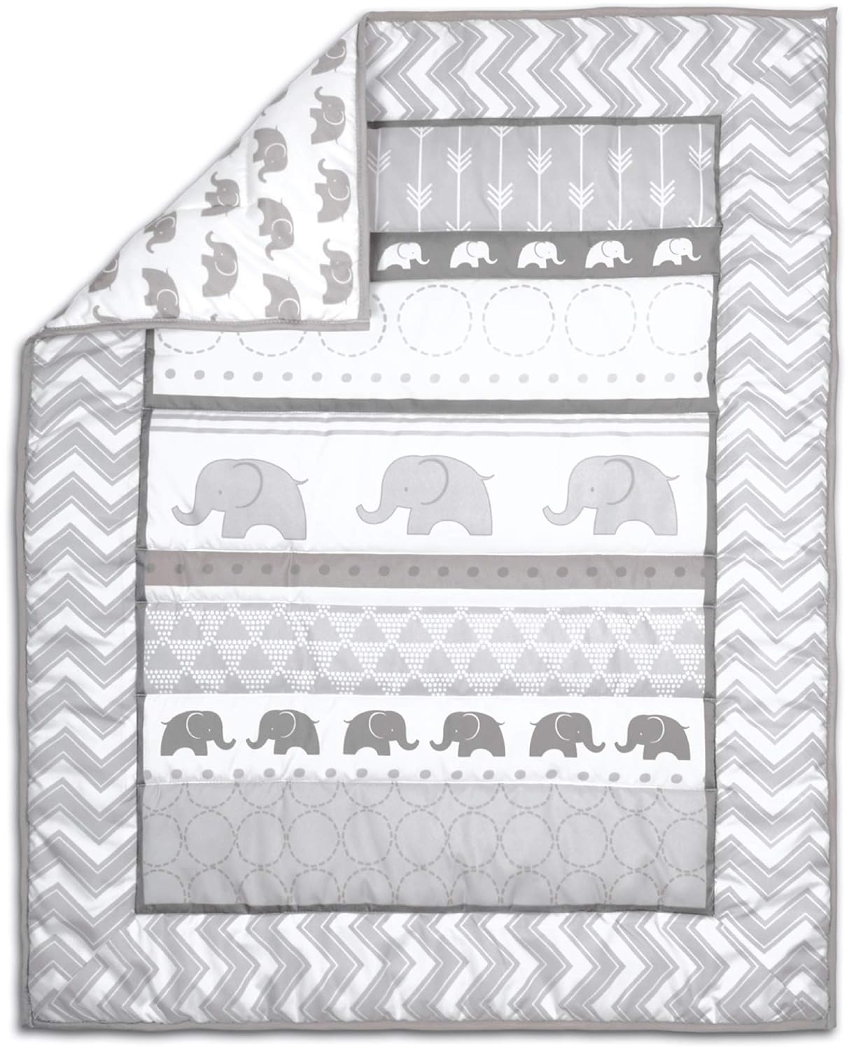 The Peanutshell Elephant Walk Crib Bedding Set | 3 Piece Nursery Set | Crib Quilt, Crib Sheet, Crib Skirt Included : Baby