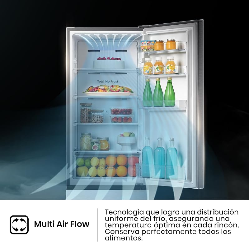 RB329N4ACE - Frigorífico combinado independente, Total No Frost com ventilação de fluxo múltiplo, Inox Look, altura 180 cm, capacidade líquida 255 L