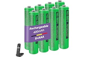 ZZWJBCYLE 8 Pack BK-40AAABU Ni-MH AAA Rechargeable Battery for Cordless Phones, 1.2v 400mah Rechargeable AAA Batteries for Cordless Phones, Remote Controls, Electronics