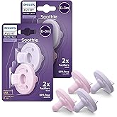 Philips Avent Soothie Orthodontic Baby Pacifiers, 100% Silicone Pacifiers, One Piece, BPA-Free, For Babies 0-3 Months, 2 Lila